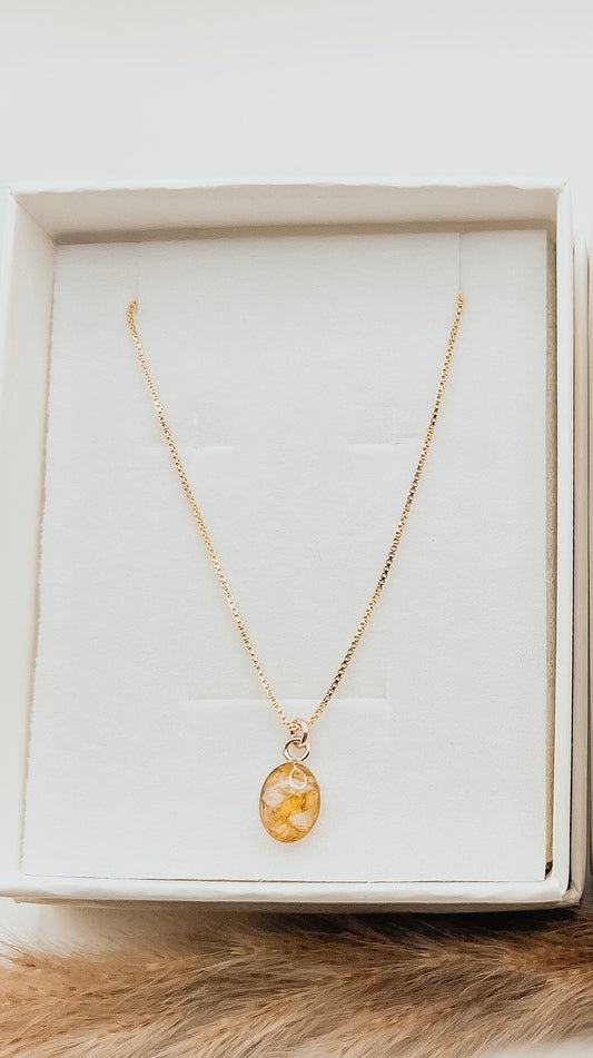 Dainty Small Oval Bezel Necklace