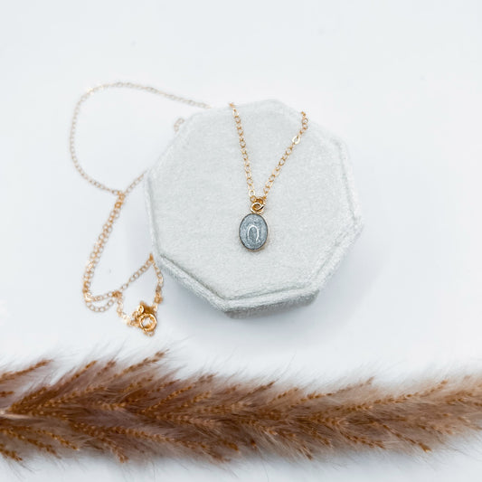 Dainty Small Oval Bezel Necklace