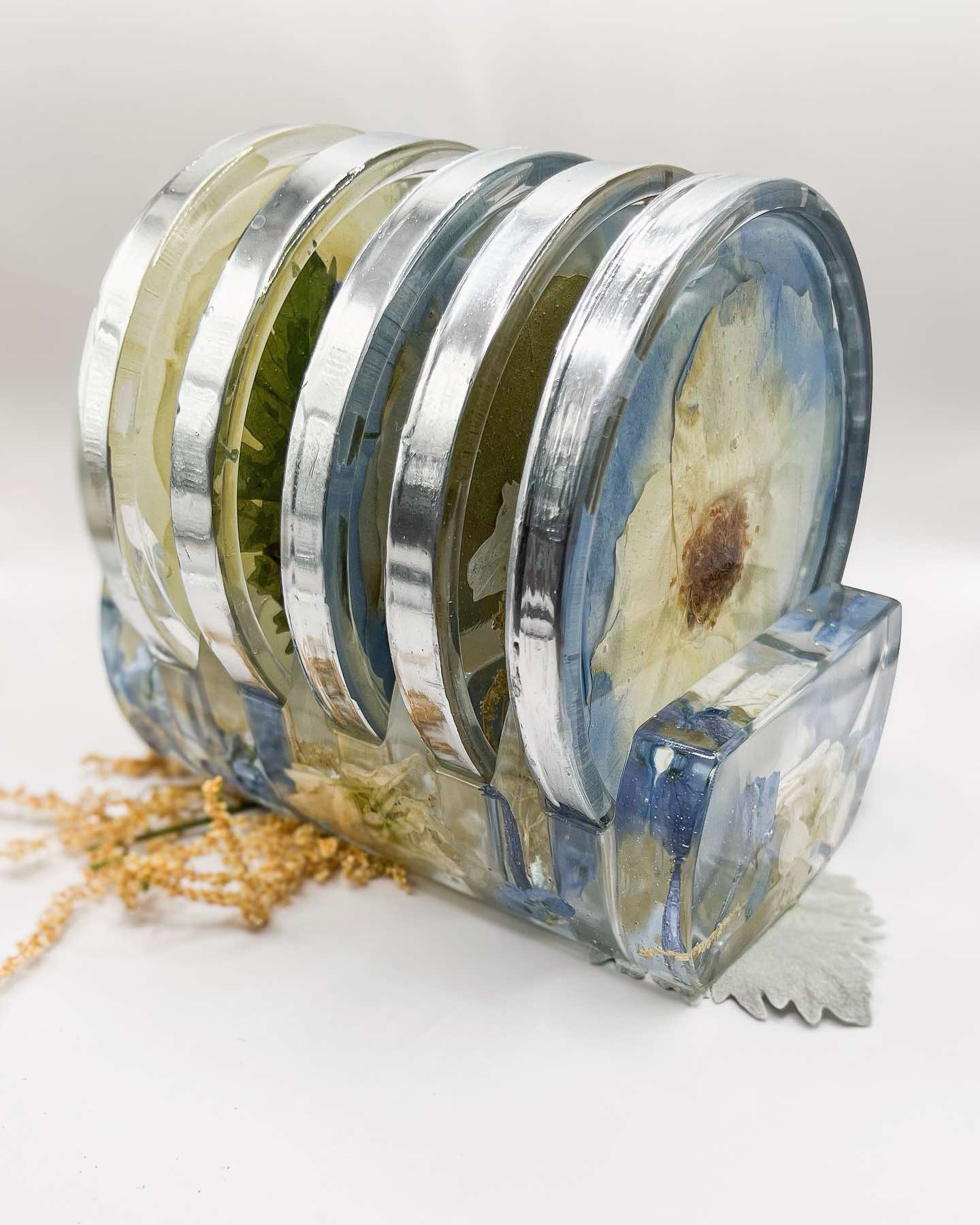 Thin Coasters with Holder (Set of 5)